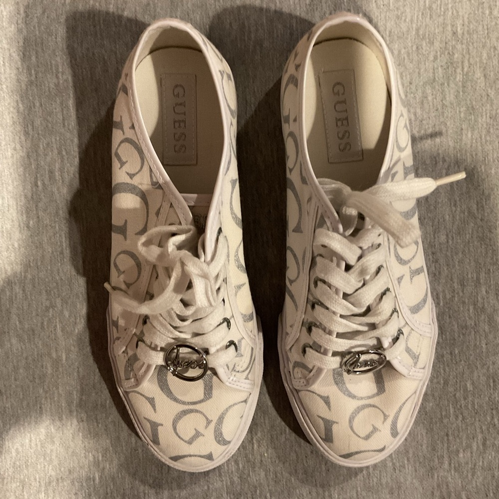 White/Silver Guess Sneakers